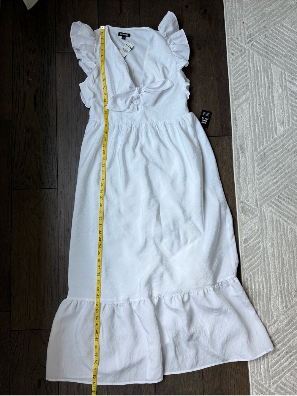 🆕 Express White Poplin Ruffle Tie-Front Maxi Dress - Picture 8 of 8